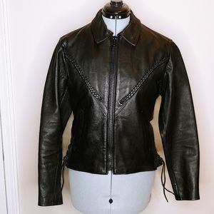 Route 66 Highway Leathers vintage fitted black leather biker jacket size…